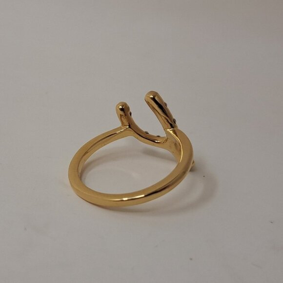 NEW Coach Lucky Pave Wishbone Ring Charm Mini Crystals Size 5 - Picture 9 of 11